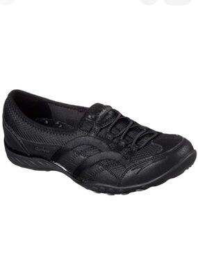 Skechers Sport Breathe Easy Faithful Fashion Black/Black Pull On Sneaker Shoes